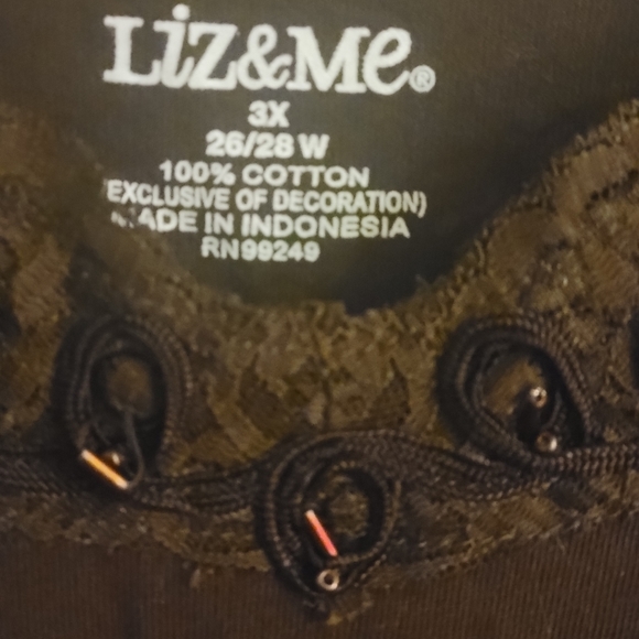 Liz & Me Embellished Brown 3/4 Sleeve  Shirt 3x - Picture 4 of 6